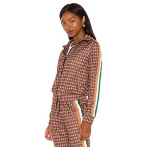 NWT Pam and Gela Houndstooth  Crop Jacket Women's M Shirred Cuffs Brown F21